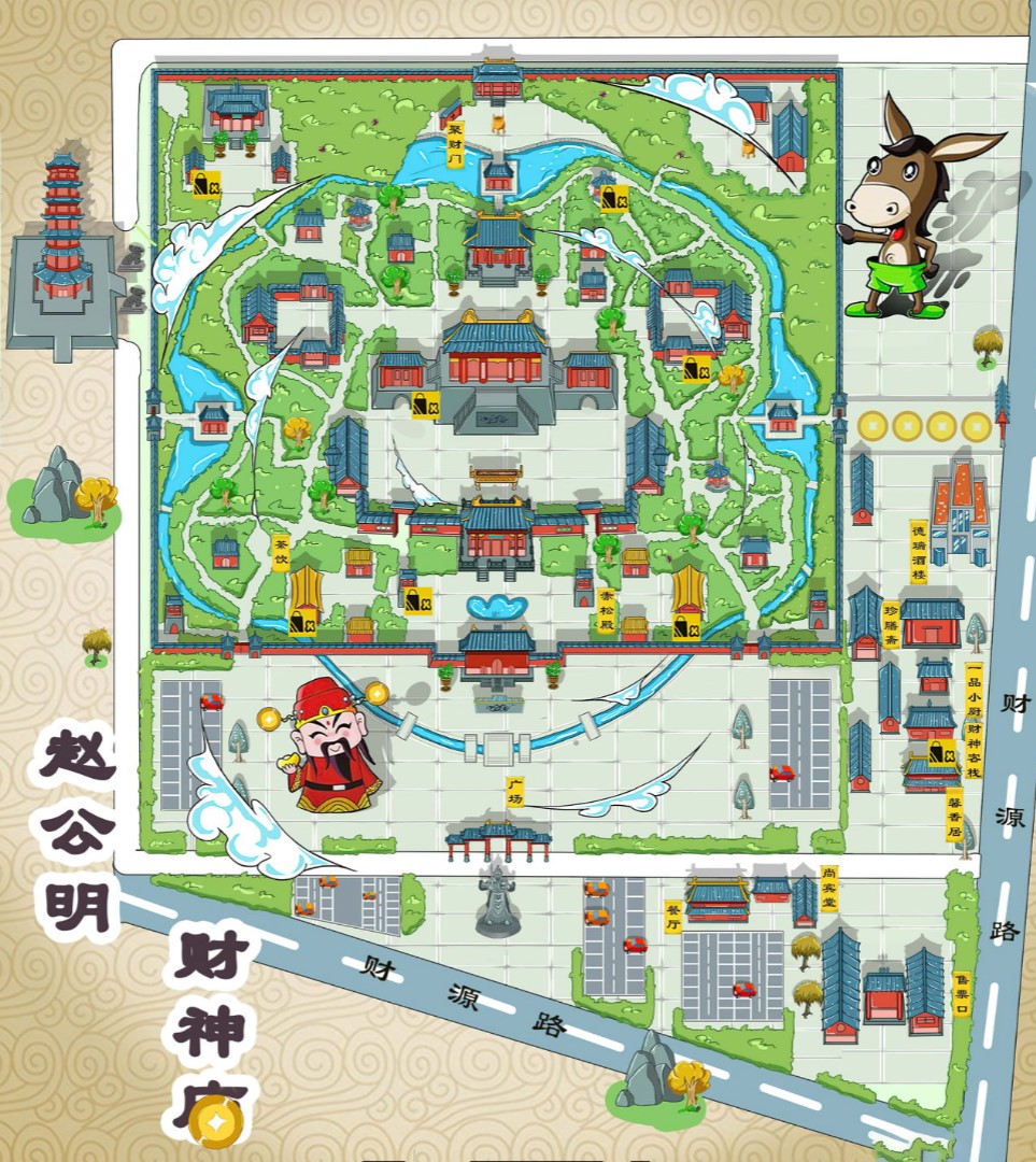 龙岩寺庙类手绘地图